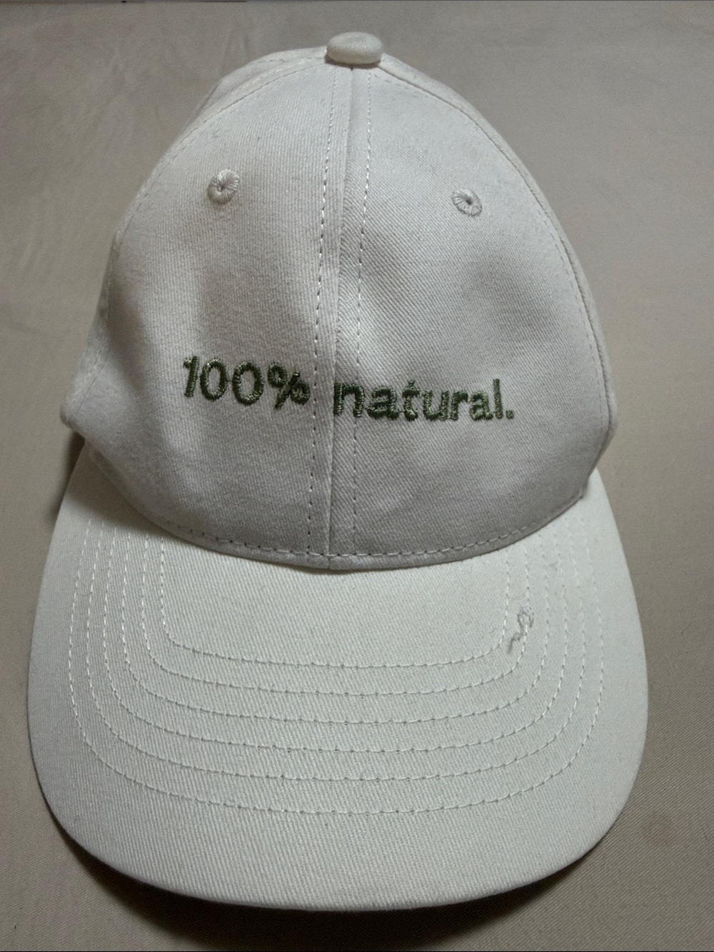 100% Natural White Kids Baseball Cap